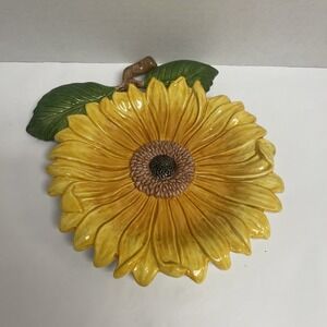 Fitz and Floyd Essentials Floral Ceramic Wall Plate – Vintage Sunflower